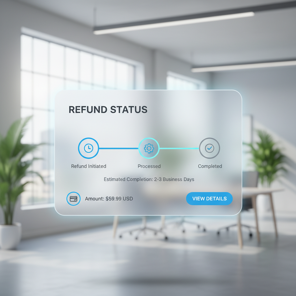 Refund status progress: Initiated, Processed, Completed